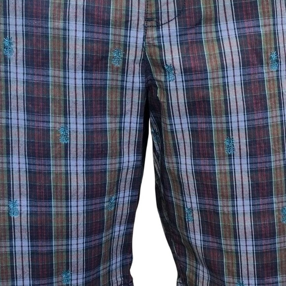 Tommy Bahama blue plaid Pineapple‎ Embroidered Shorts (Size 38) — NWT vacation - Picture 1 of 9